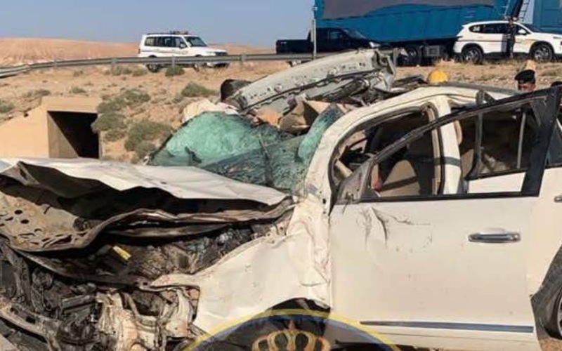 وفاة 4 أشخاص إثر تدهور مركبة على الطريق الصحراوي في معان