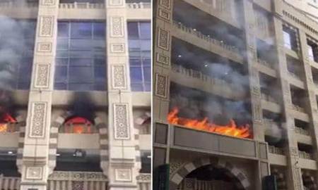 بالفيديو.. حريق ضخم في أبراج مكة