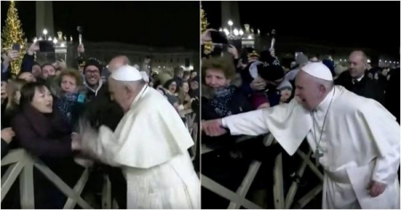 بعد اعتدائه على سيدة بالضرب.. البابا فرنسيس يعتذر فيديو