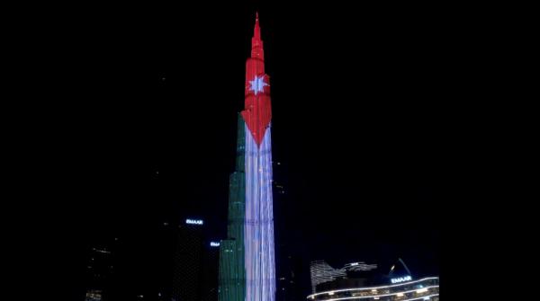 إضاءة برج خليفة بالعلم الأردني