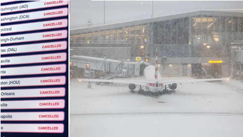 تهدد حياة 180 مليون شخص.. عاصفة شتوية هائلة تلغي نحو 11400 رحلة جوية في أميركا