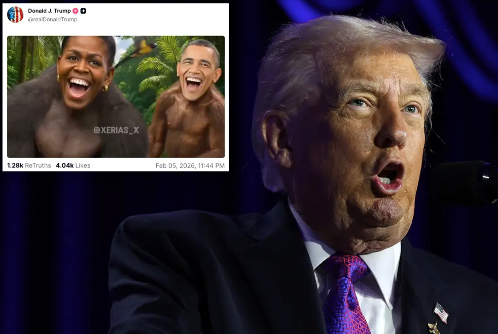 على هيئة قردين.. ترامب يحذف الفيديو المسيء لأولاما وزوجته